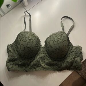 Aerie Floral Lace Olive Green Bralette